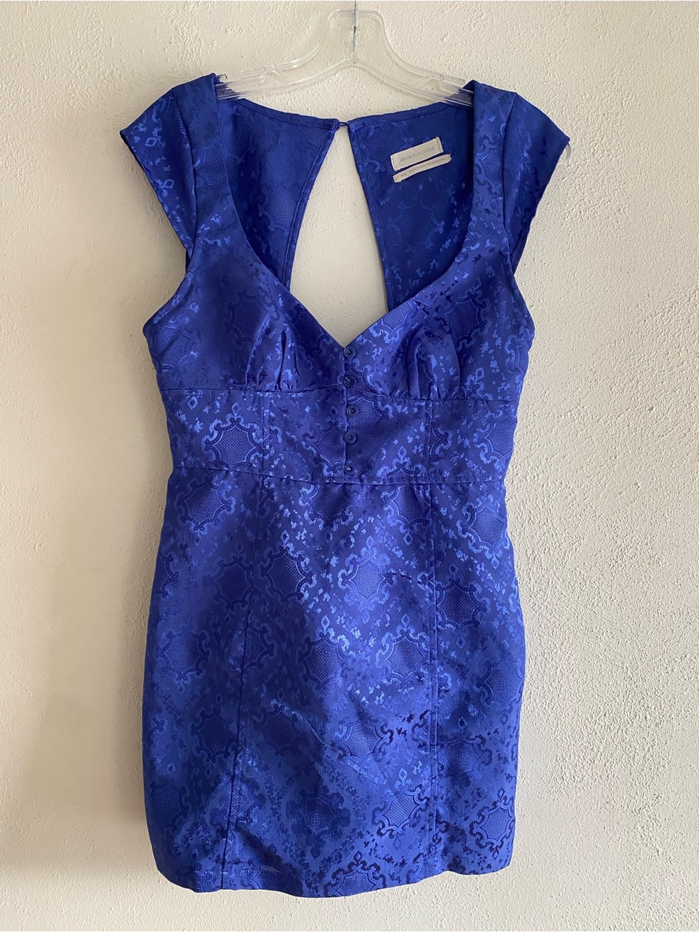 Urban Outfitters Royal Blue Jacquard V-Neck Mini Dress